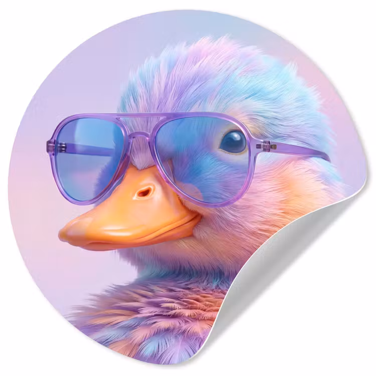 Eend - bril - Pastel Wandcirkel behangsticker klein -3d