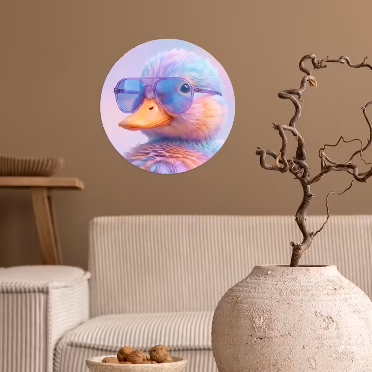 Eend - bril - Pastel Wandcirkel behangsticker klein -sfeer1