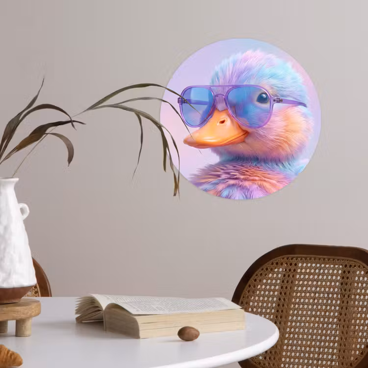 Eend - bril - Pastel Wandcirkel behangsticker klein -sfeer3
