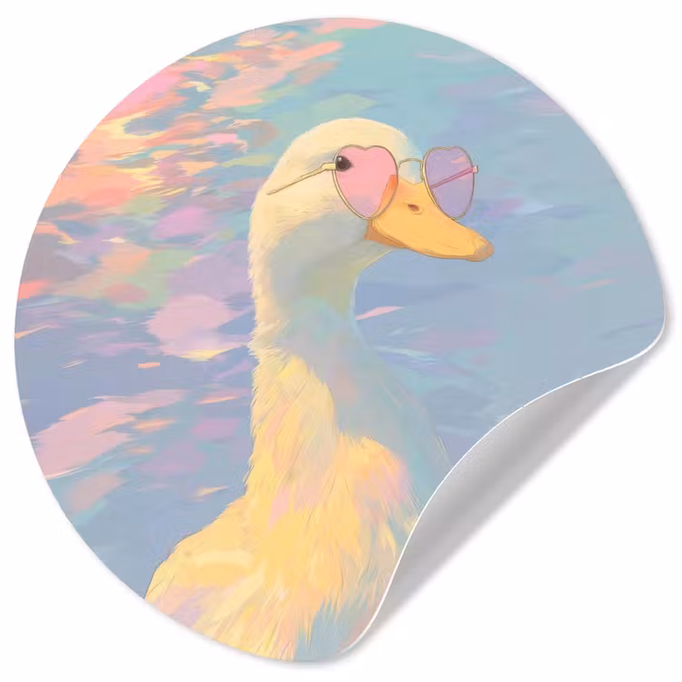 Eend - Zonnebril - Water Wandcirkel behangsticker klein -3d
