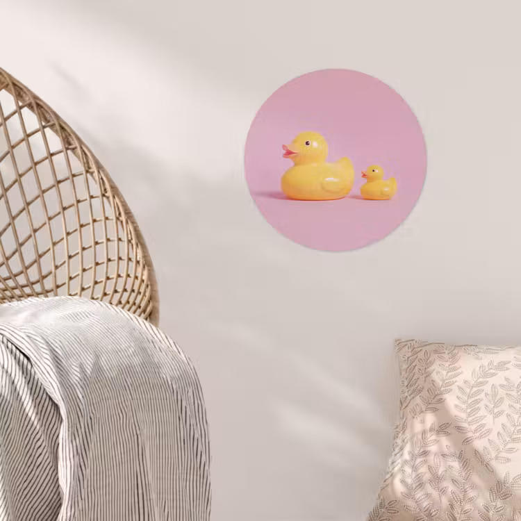 Eendjes - Vrolijk - Roze Wandcirkel behangsticker klein -sfeer4