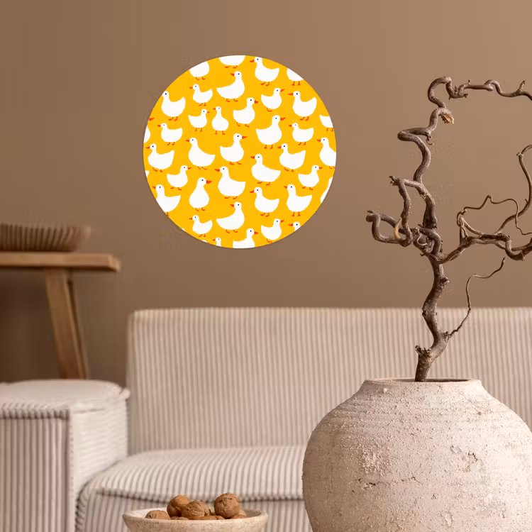 Eendjes - Patroon - Geel Wandcirkel behangsticker klein 186 -sfeer1
