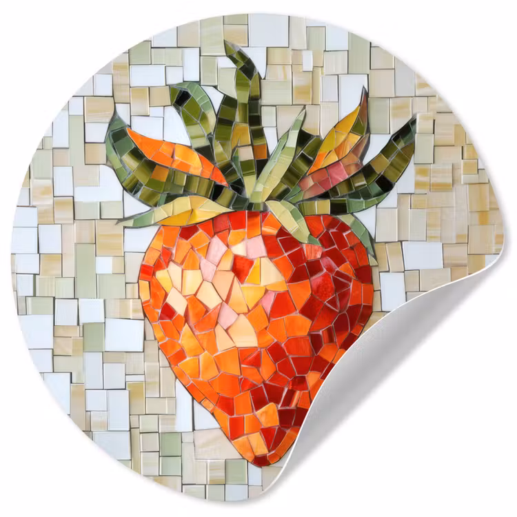 Aardbei - Rood - Mozaïek - Fruit Wandcirkel behangsticker klein -3d