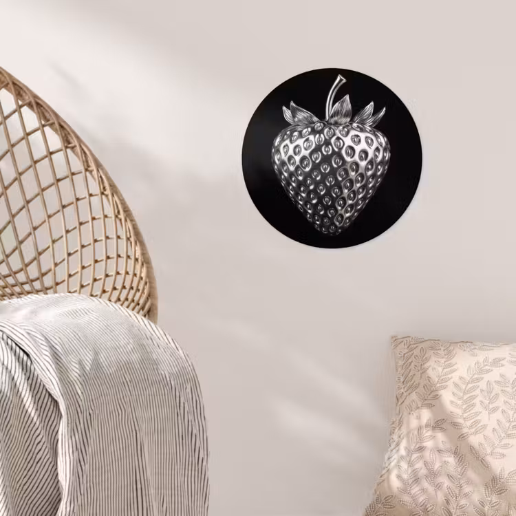 Aardbei - Zaadstructuur - Realistisch Wandcirkel behangsticker klein -sfeer4