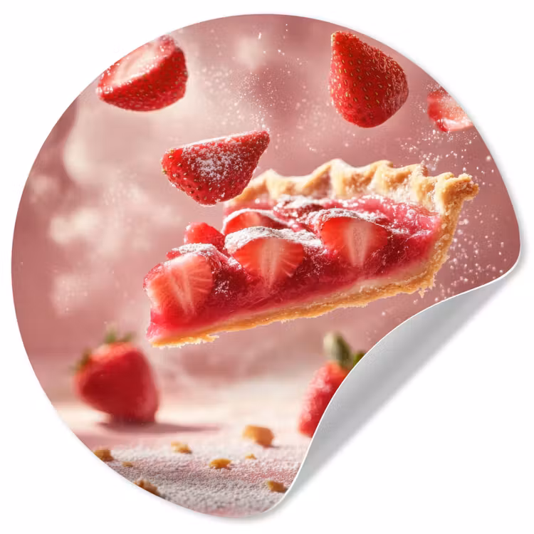 Aardbei - Taart- Eten - Roze Wandcirkel behangsticker klein -3d