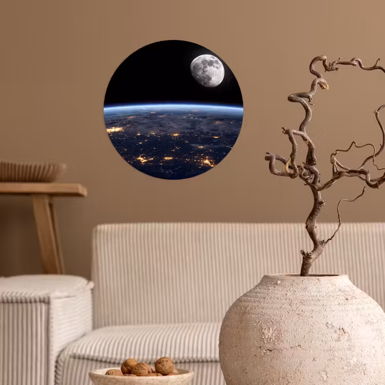 Runde Tapete - Erde – Nacht – Weltraum - Aarde - Nacht - Ruimte Wandcirkel behangsticker klein