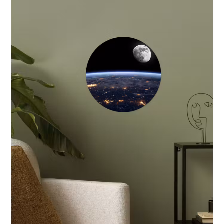 Runde Tapete - Erde – Nacht – Weltraum - Aarde - Nacht - Ruimte Wandcirkel behangsticker klein