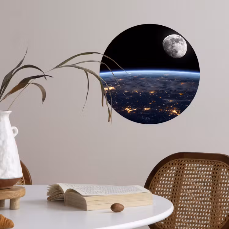Runde Tapete - Erde – Nacht – Weltraum - Aarde - Nacht - Ruimte Wandcirkel behangsticker klein
