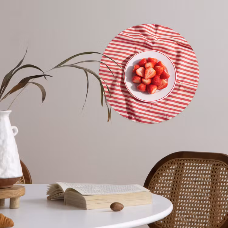 Eten - Aardbeien - Fruit - Zomer - Rood Wandcirkel behangsticker klein -sfeer3