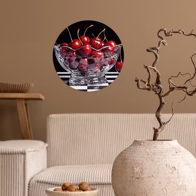 Runde Tapete - Essen – Kirschen – Rot - Eten - Kersen - Rood Wandcirkel behangsticker klein