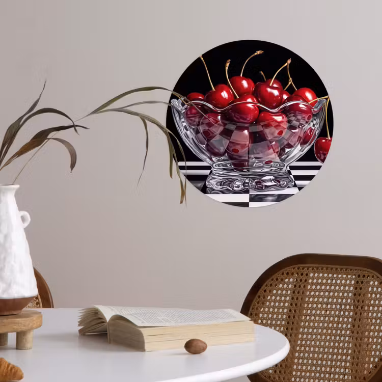 Runde Tapete - Essen – Kirschen – Rot - Eten - Kersen - Rood Wandcirkel behangsticker klein