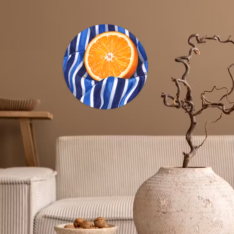 Runde Tapete - Essen – Obst – Orange - Eten - Fruit - Oranje Wandcirkel behangsticker klein