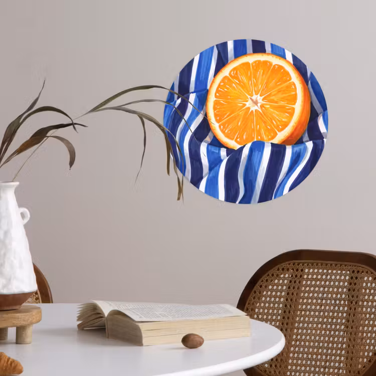 Runde Tapete - Essen – Obst – Orange - Eten - Fruit - Oranje Wandcirkel behangsticker klein