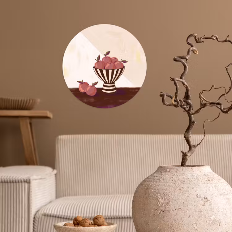 Eten - Schaal - Stilleven - Modern - Rood Wandcirkel behangsticker klein -sfeer1
