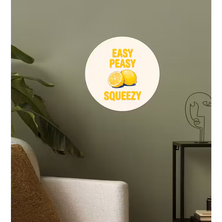 Eten - Citroenen - Keuken - Illustratie - Geel Wandcirkel behangsticker klein -sfeer2