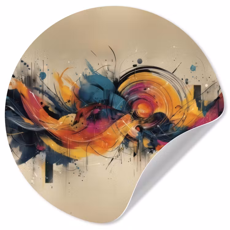 Explosie - Kleurrijk - Vormen - Abstract Wandcirkel behangsticker klein -3d