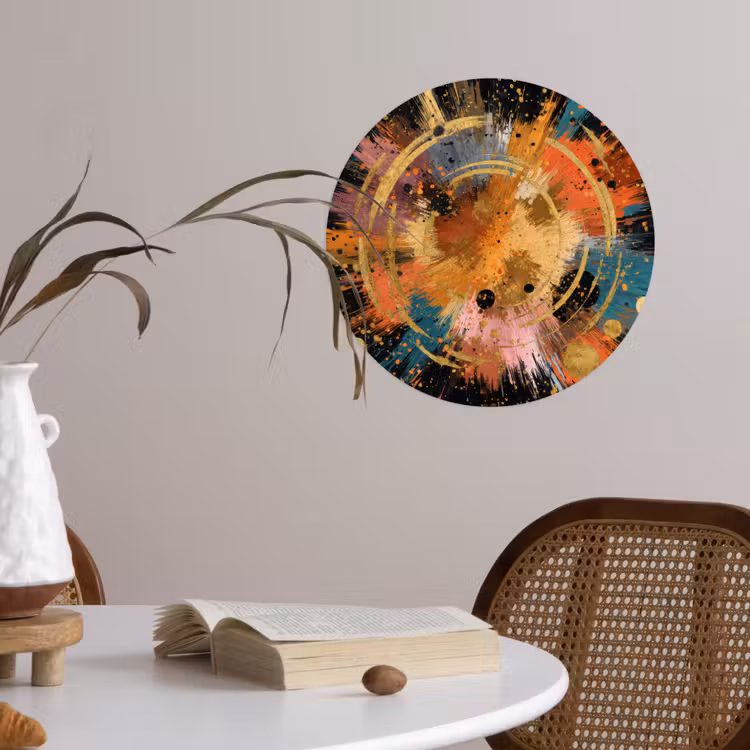 Explosie - Verfstructuur - Goud - Abstract Wandcirkel behangsticker klein -sfeer3