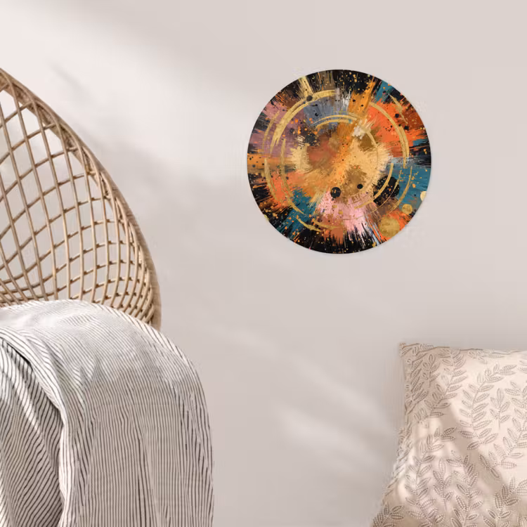 Explosie - Verfstructuur - Goud - Abstract Wandcirkel behangsticker klein -sfeer4