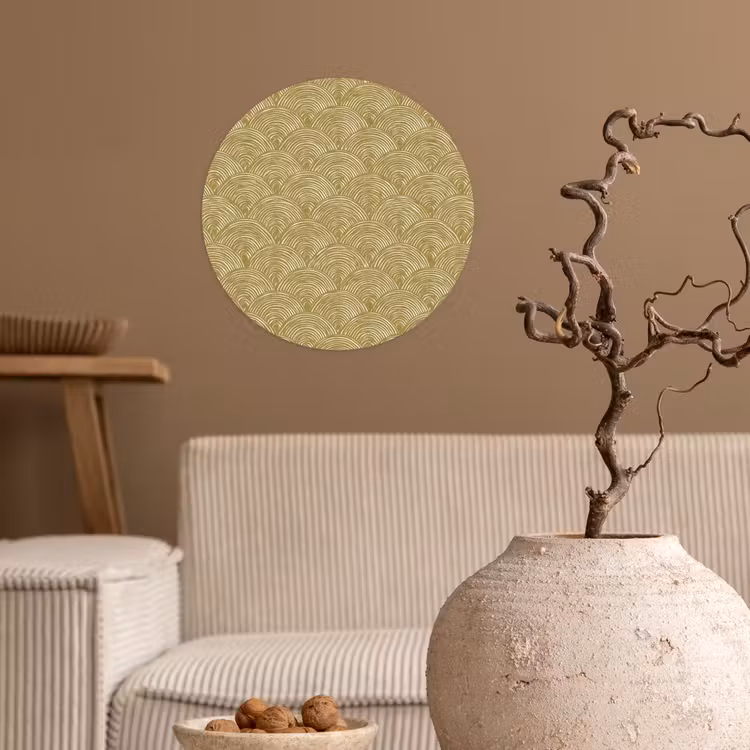 Waaier - Geometrisch - Groen Wandcirkel behangsticker klein 186 -sfeer1