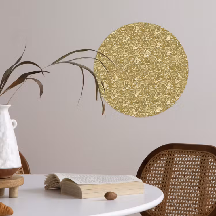 Waaier - Geometrisch - Groen Wandcirkel behangsticker klein 186 -sfeer3