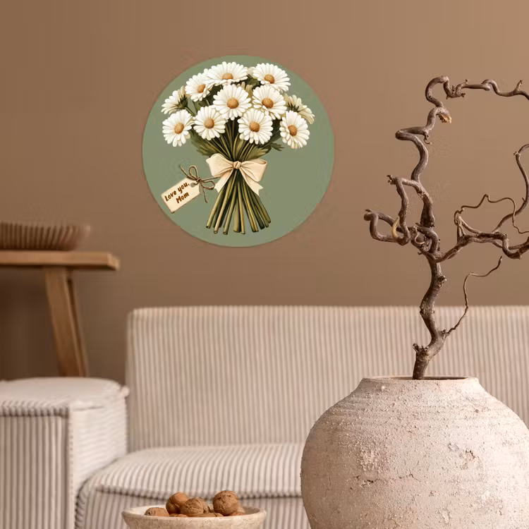 Lint - Boeket - Groen - Quote Wandcirkel behangsticker klein -sfeer1
