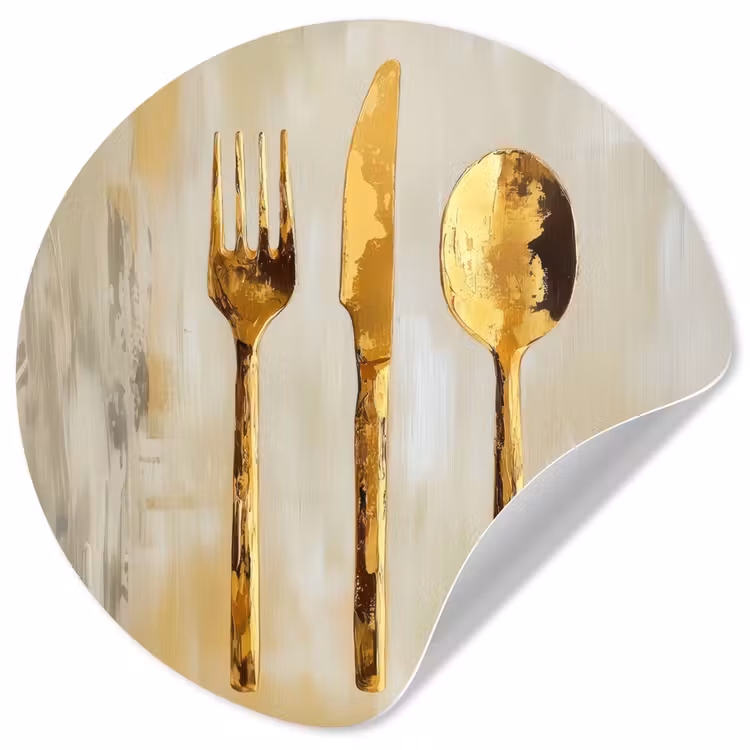 Verf - Goud - Bestek Wandcirkel behangsticker klein -3d