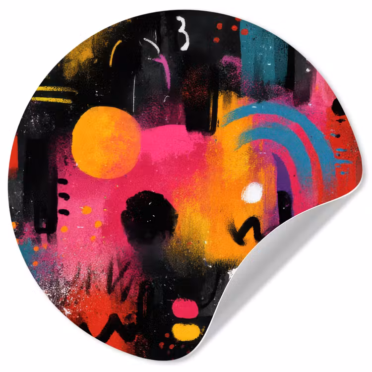 Kleurvlakken - Vormen - Kleurrijk - Abstract Wandcirkel behangsticker klein -3d