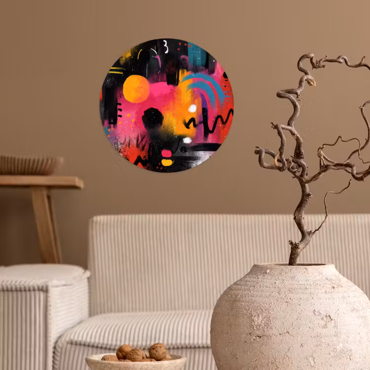 Kleurvlakken - Vormen - Kleurrijk - Abstract Wandcirkel behangsticker klein -sfeer1
