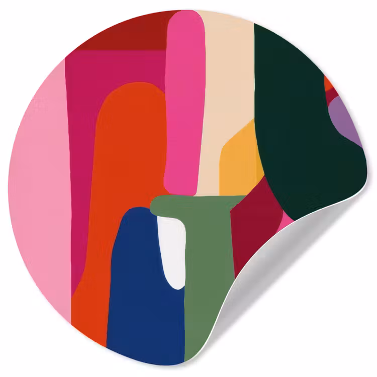 Kleurvakken - Recht - Rond - Abstract Wandcirkel behangsticker klein -3d