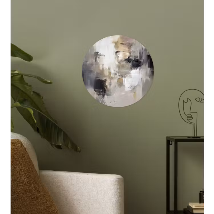 Kleurenpalet - Penseelstreken - Beige - Nevelig Wandcirkel behangsticker klein -sfeer2