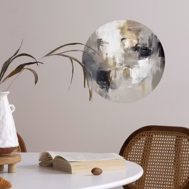 Kleurenpalet - Penseelstreken - Beige - Nevelig Wandcirkel behangsticker klein -sfeer3