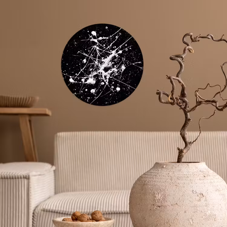 Verfspatten - Wit - Abstract - Explosie Wandcirkel behangsticker klein -sfeer1