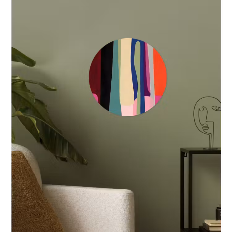 Kleurbanen - Verticaal - Kleurrijk Wandcirkel behangsticker klein -sfeer2