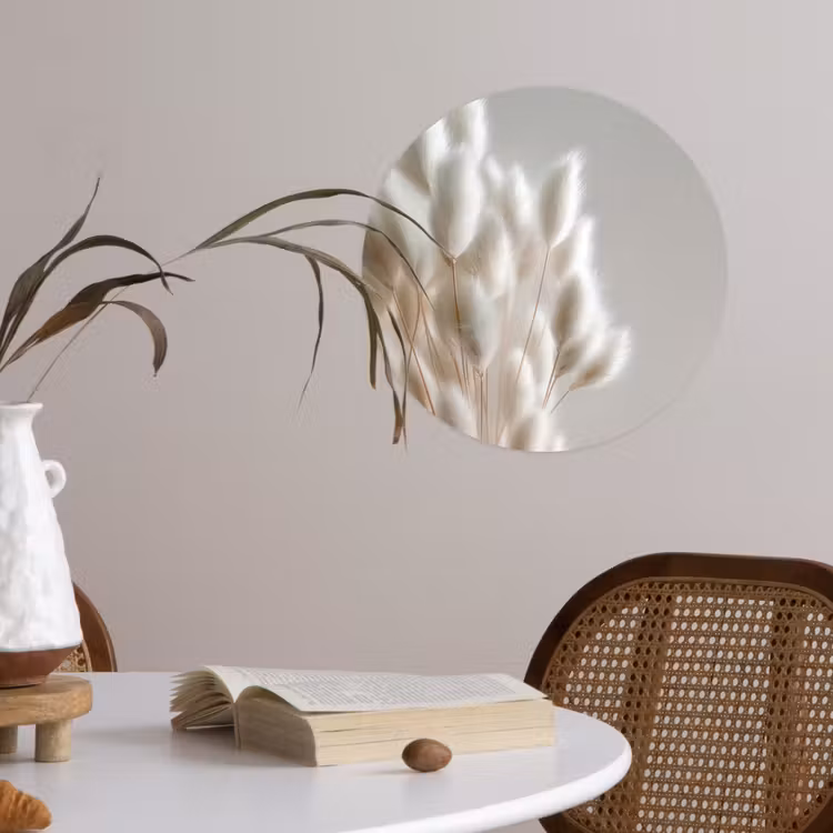 Pluimen - Beige - Minimalistisch Wandcirkel behangsticker klein -sfeer3