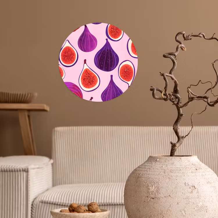 Vijgen - Roze - Paars Wandcirkel behangsticker klein -sfeer1