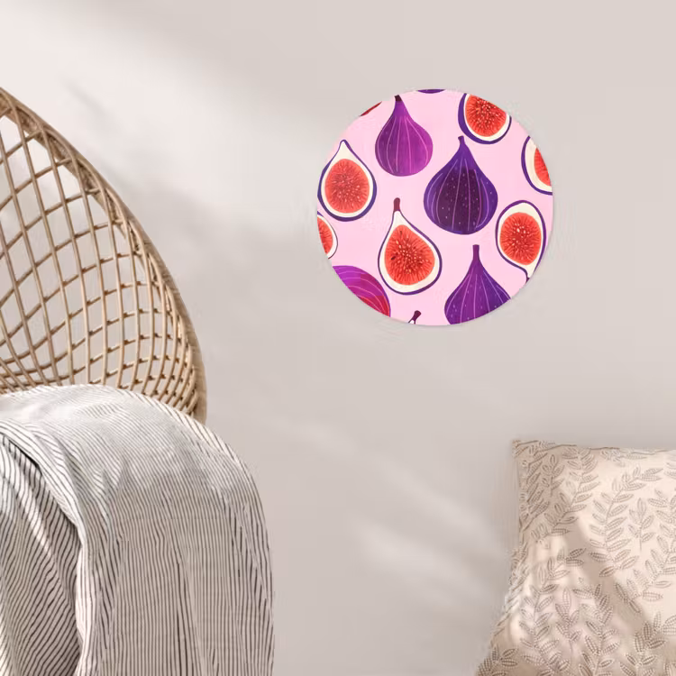Vijgen - Roze - Paars Wandcirkel behangsticker klein -sfeer4