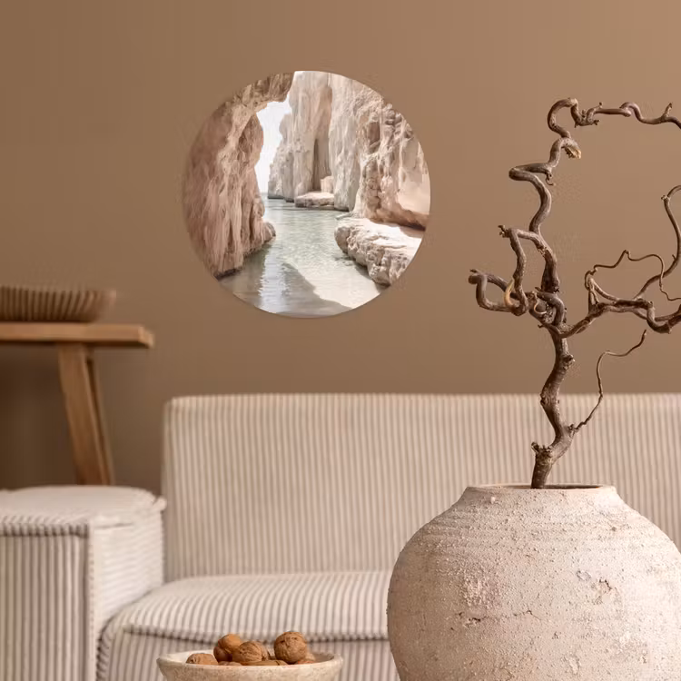 Rotsen - Zee - Zand - Kloof Wandcirkel behangsticker klein -sfeer1