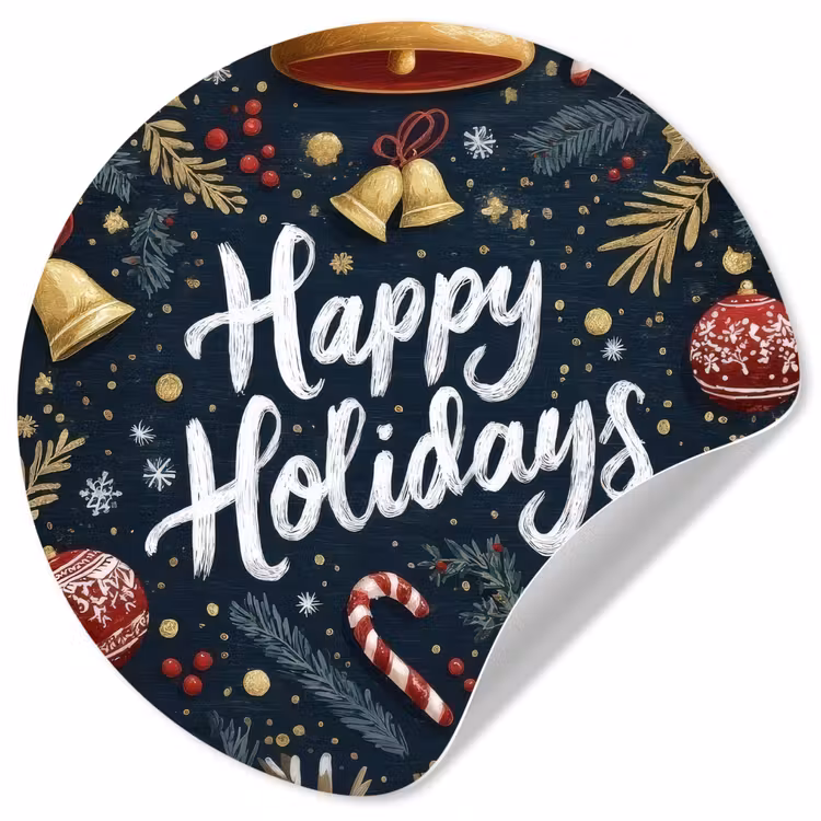 Feestelijk - Kerstgroet - Kleurrijk Wandcirkel behangsticker klein -3d