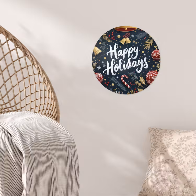Feestelijk - Kerstgroet - Kleurrijk Wandcirkel behangsticker klein -sfeer4