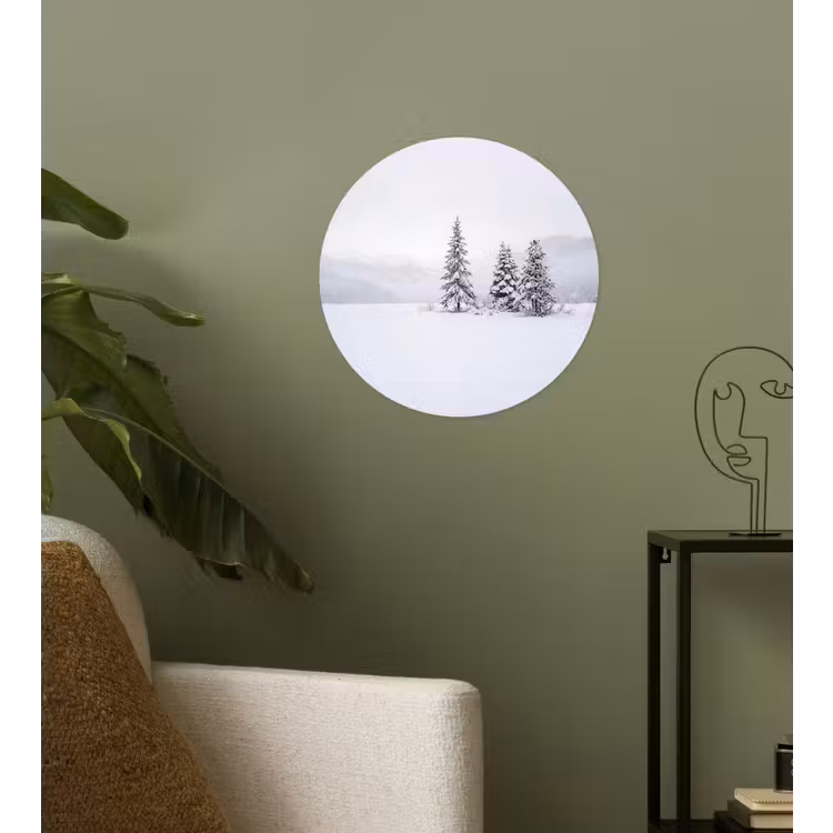 Fijnsparren - Sneeuw - Winter - Landschap - Stilte Wandcirkel behangsticker klein -sfeer2