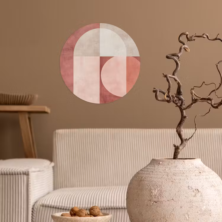 Figuren - Abstract - Roze Wandcirkel behangsticker klein -sfeer1