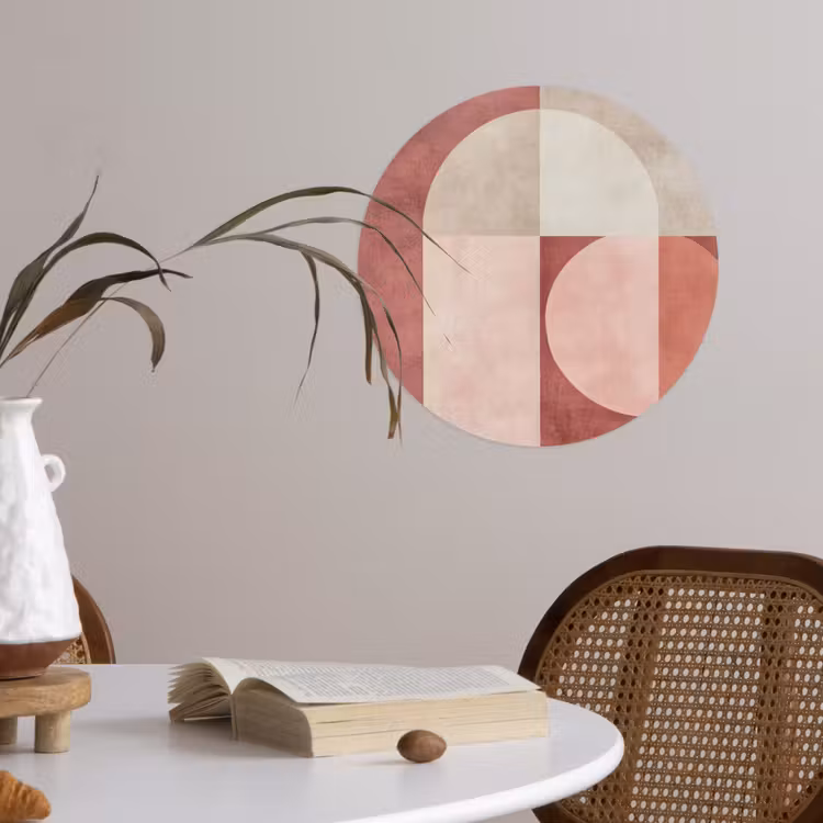 Figuren - Abstract - Roze Wandcirkel behangsticker klein -sfeer3