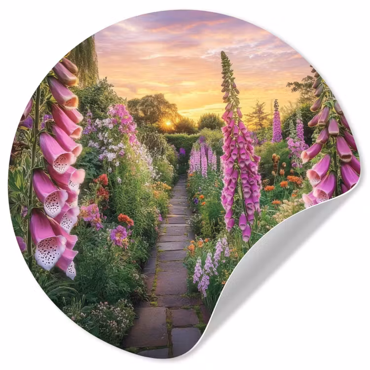 Vingerhoedskruid - Bloemen - Tuin Wandcirkel behangsticker klein -3d