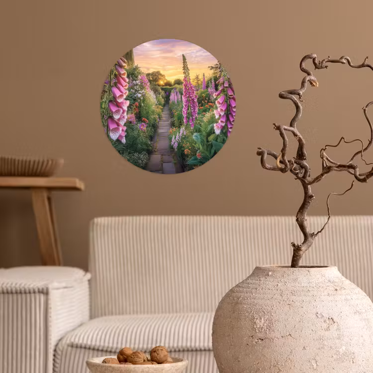 Vingerhoedskruid - Bloemen - Tuin Wandcirkel behangsticker klein -sfeer1