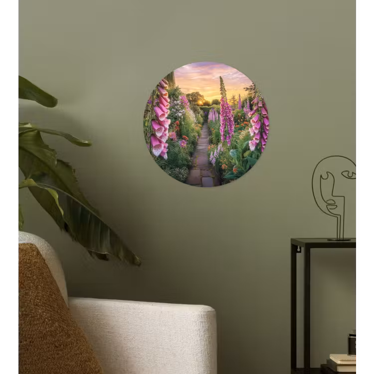 Vingerhoedskruid - Bloemen - Tuin Wandcirkel behangsticker klein -sfeer2