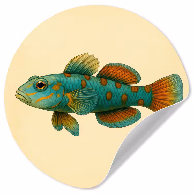 Vis - Blauw - Stippen - Schubben Wandcirkel behangsticker klein -3d