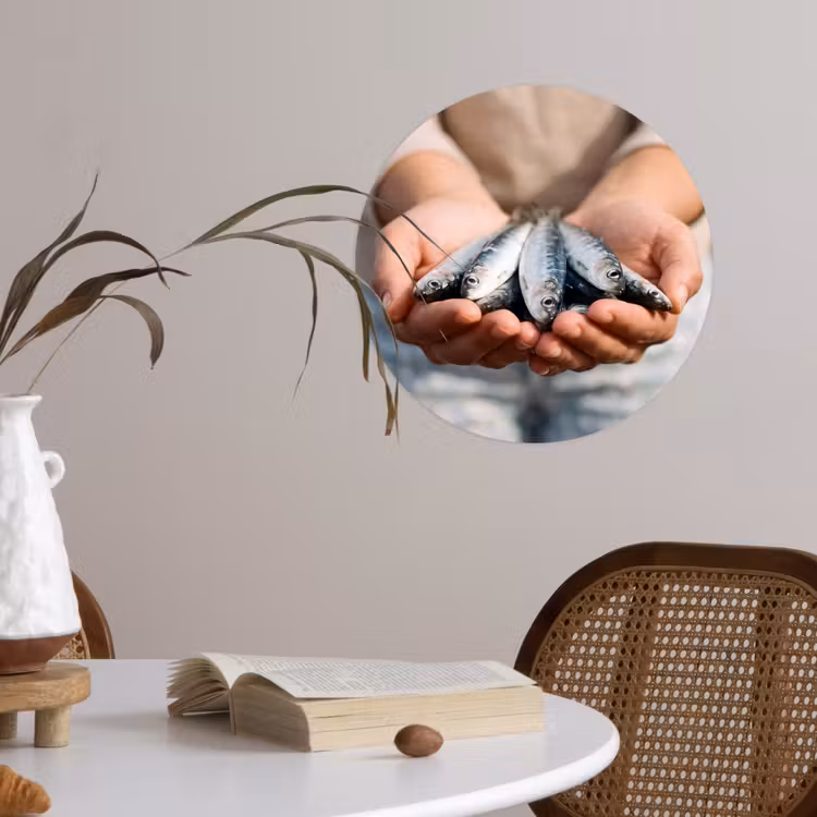 Runde Tapete - Fisch – Hände – Natur - Vis - Handen - Natuur Wandcirkel behangsticker klein