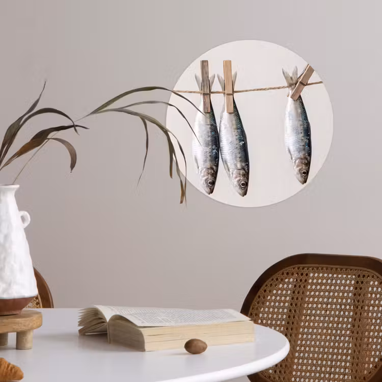 Runde Tapete - Fisch – Hängend – Essen - Vis - Hangend - Eten Wandcirkel behangsticker klein