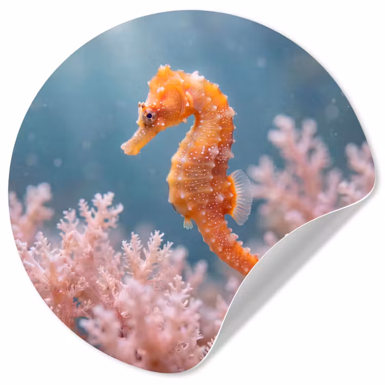 Vis - Koraal - Oceaan - Macro - Oranje Wandcirkel behangsticker klein -3d