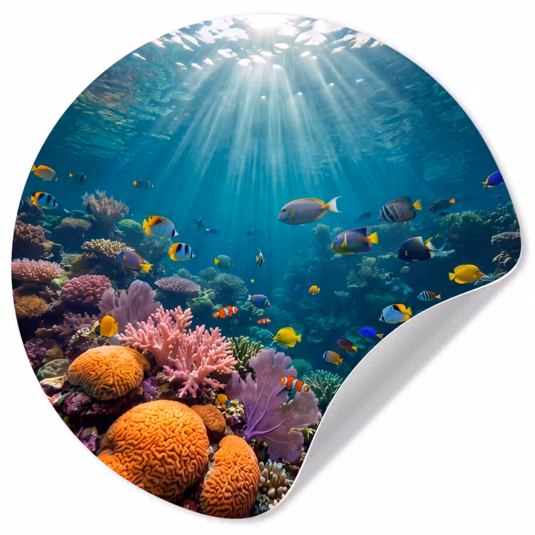 Vis - Koraal - Oceaan - Natuur - Kleurrijk Wandcirkel behangsticker klein -3d